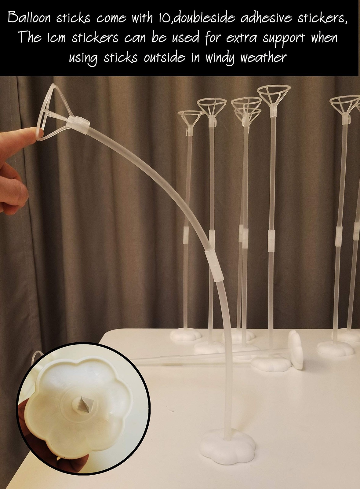 Clear Transparent Balloon Sticks and Stands 10pc set, holders, reusable ballo…