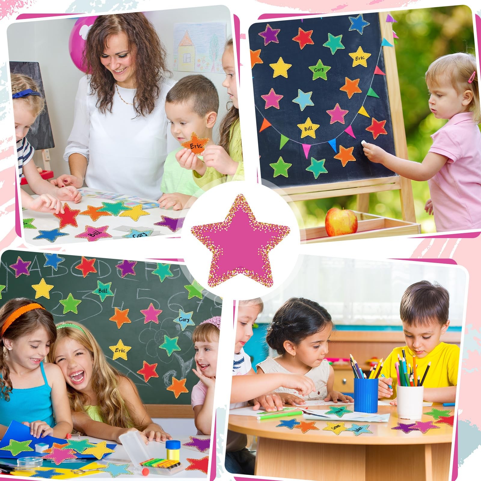108 Pcs Confetti Stars, Bulletin Board Decor, Multicolor Craft