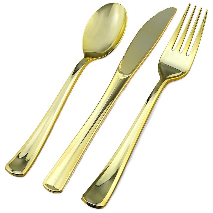D’VINE COLLECTION Disposable Plastic Tableware Set Wedding Party Package Elegant
