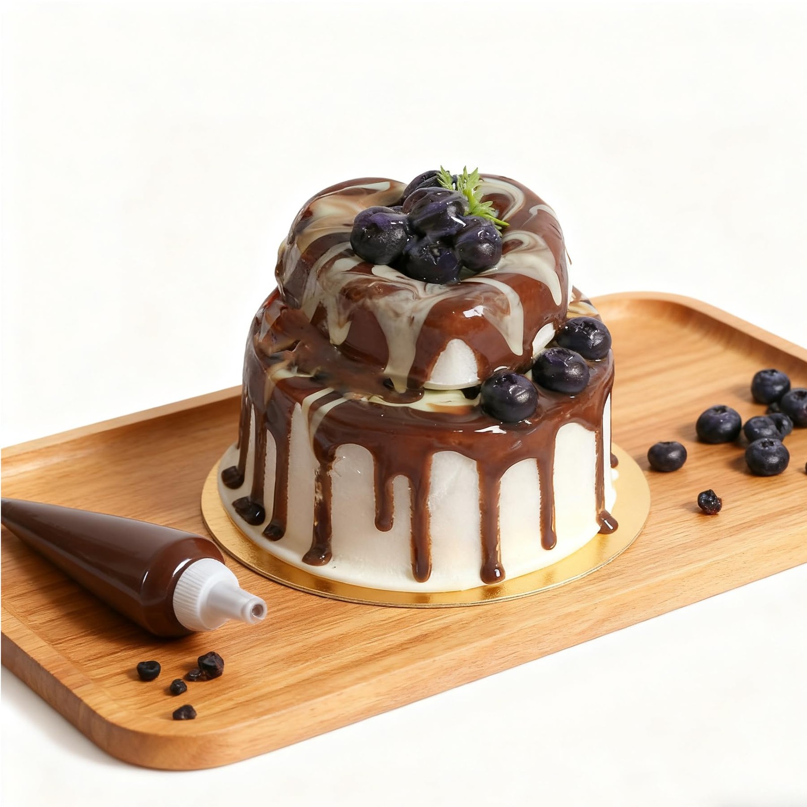 Fake Cake Dessert Artificial Cream Chocolate Jam Blueberry Food Model Prop