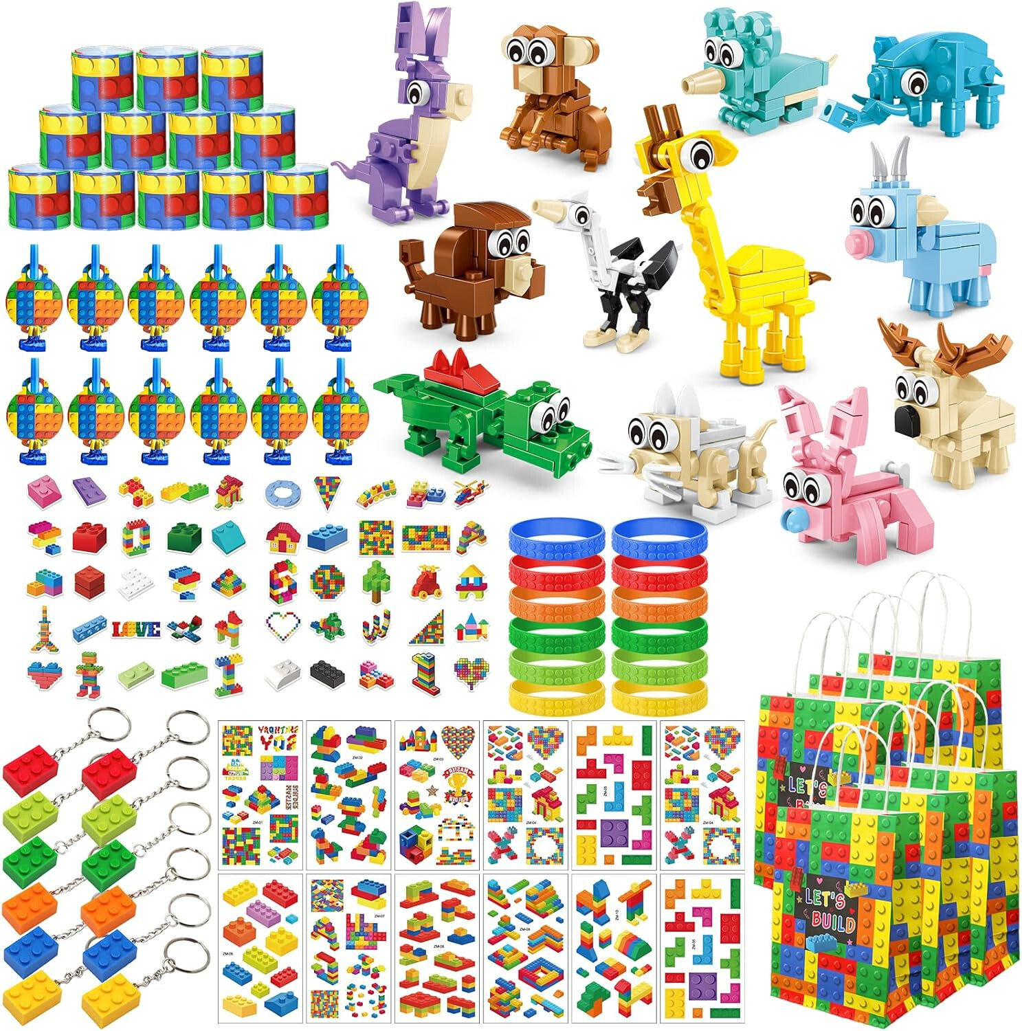 KIds Party Favor Set for 12, Ages 6-12, Building Blocks Theme Favors, 12 Sets