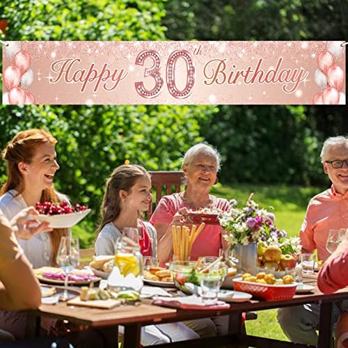 Happyth Birthday Rose Gold Banner Backdrop Balloon Confetti Theme Decor 30