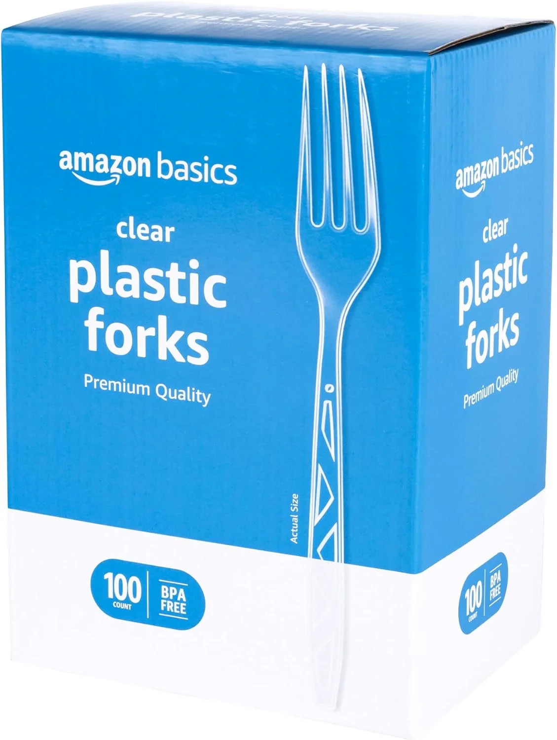 Amazon Basics Disposable Clear Plastic Forks, Premium Quality, BPA-Free, for Eve