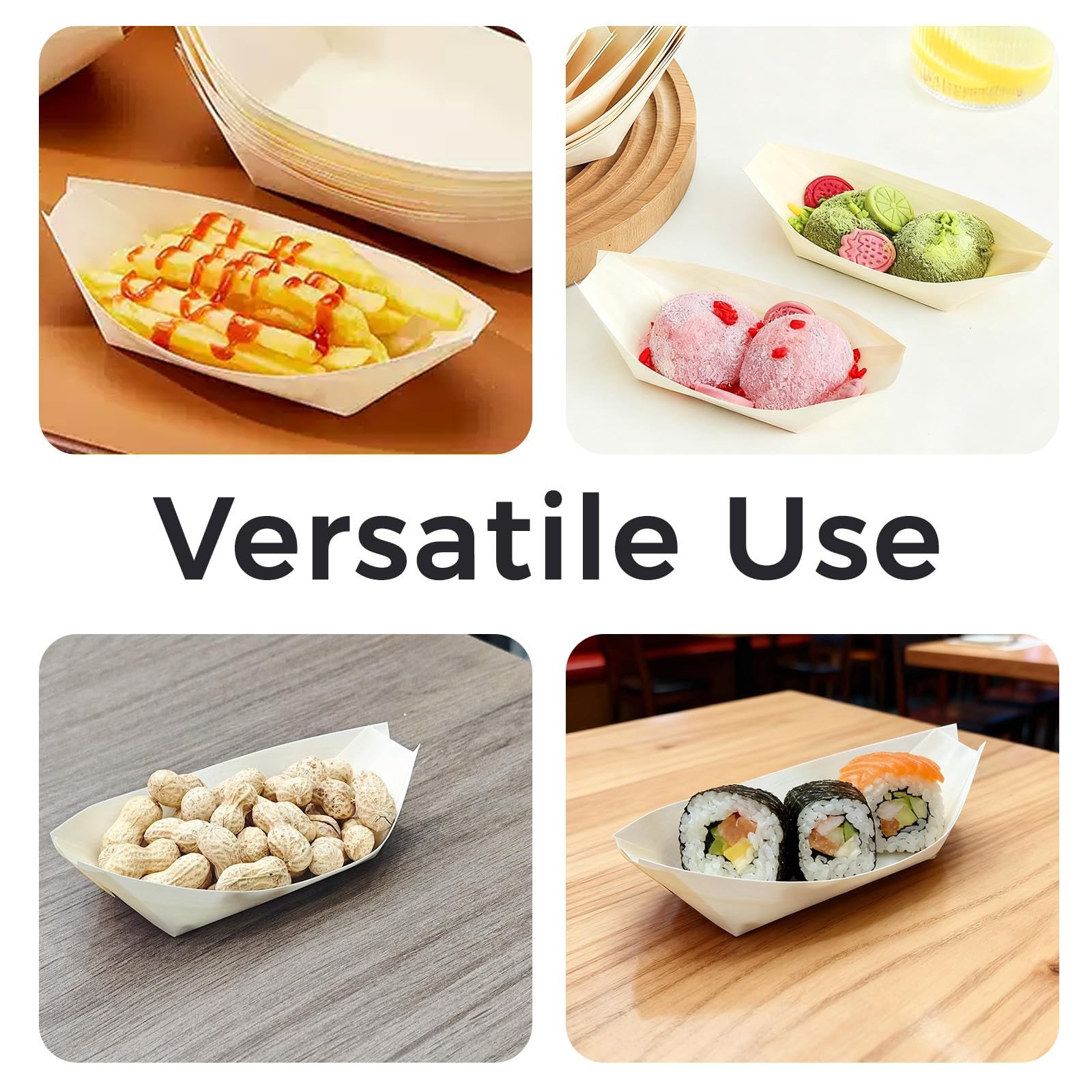 500 PCS Disposable Boat Food Trays with Cocktail Picks, 5 Inch Wooden Disposa…