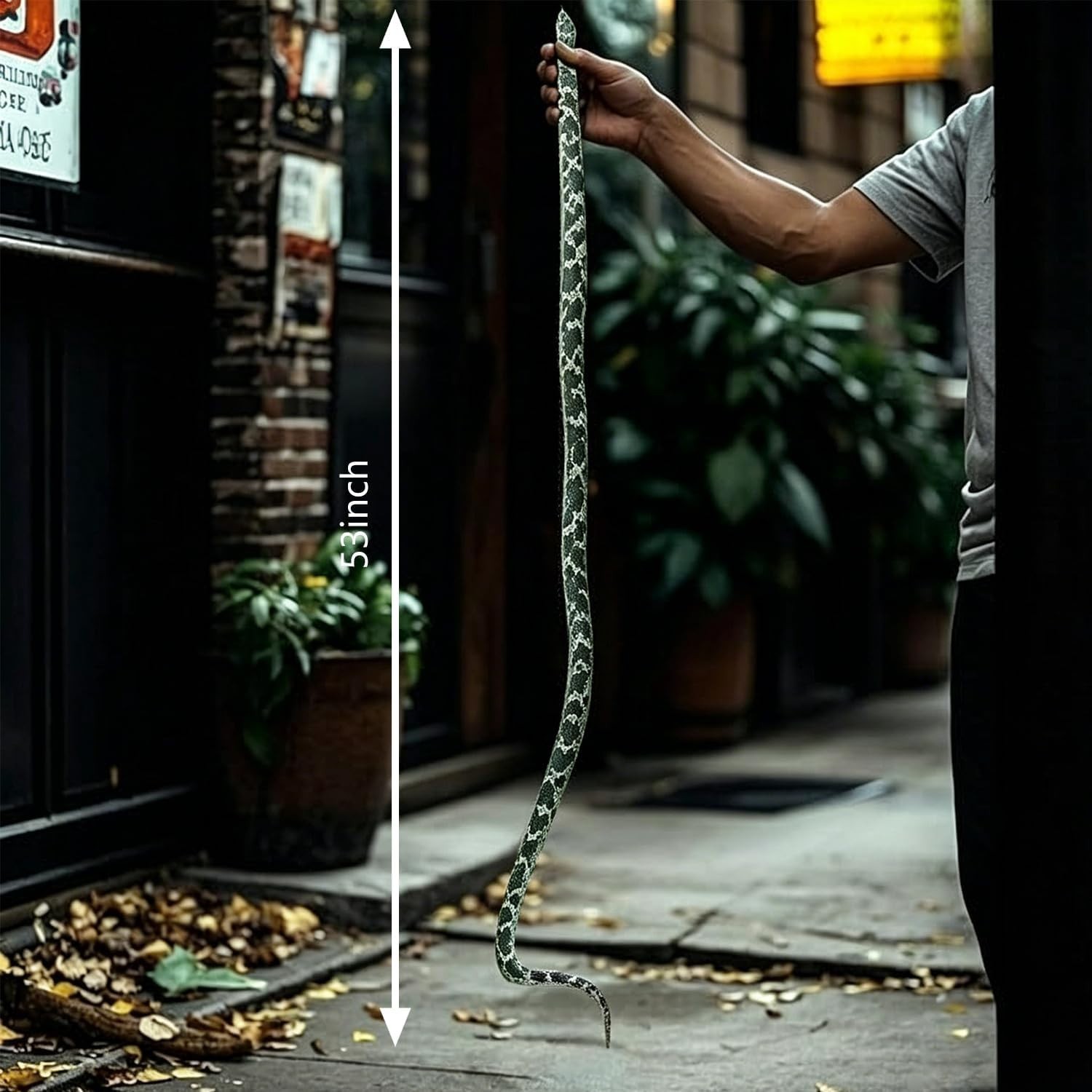 53″ Rubber Snake Realistic Fake Snakes Prank Toy to Keep Birds Away Scare Lar…