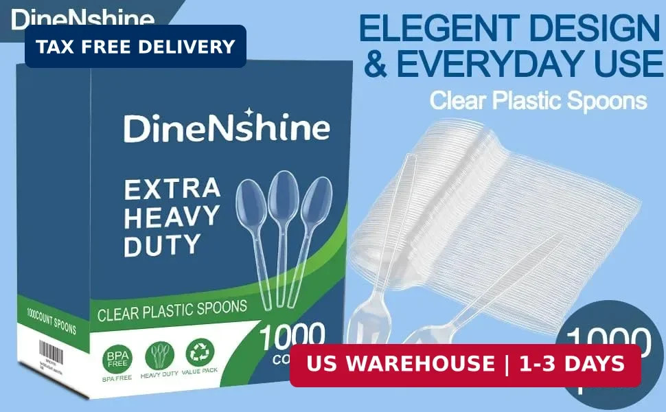 1000 Count Clear Plastic Spoons Disposable, BPA-Free, Heat Resistant, Solid and