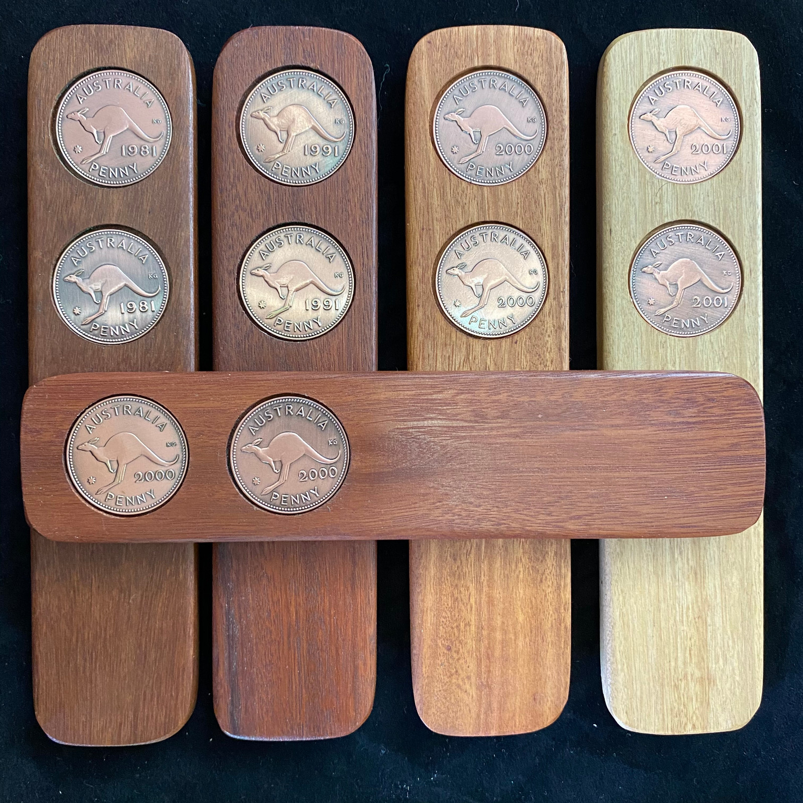 1974 Birthday Gift Aussie Two-Up Game set with Australian pennies Anzac Day