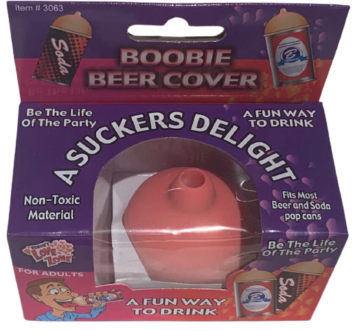 Funny BOOBIE BEER COVER Soda Can Top Rubber Nipple Joke Boob Bachelor Party Gag