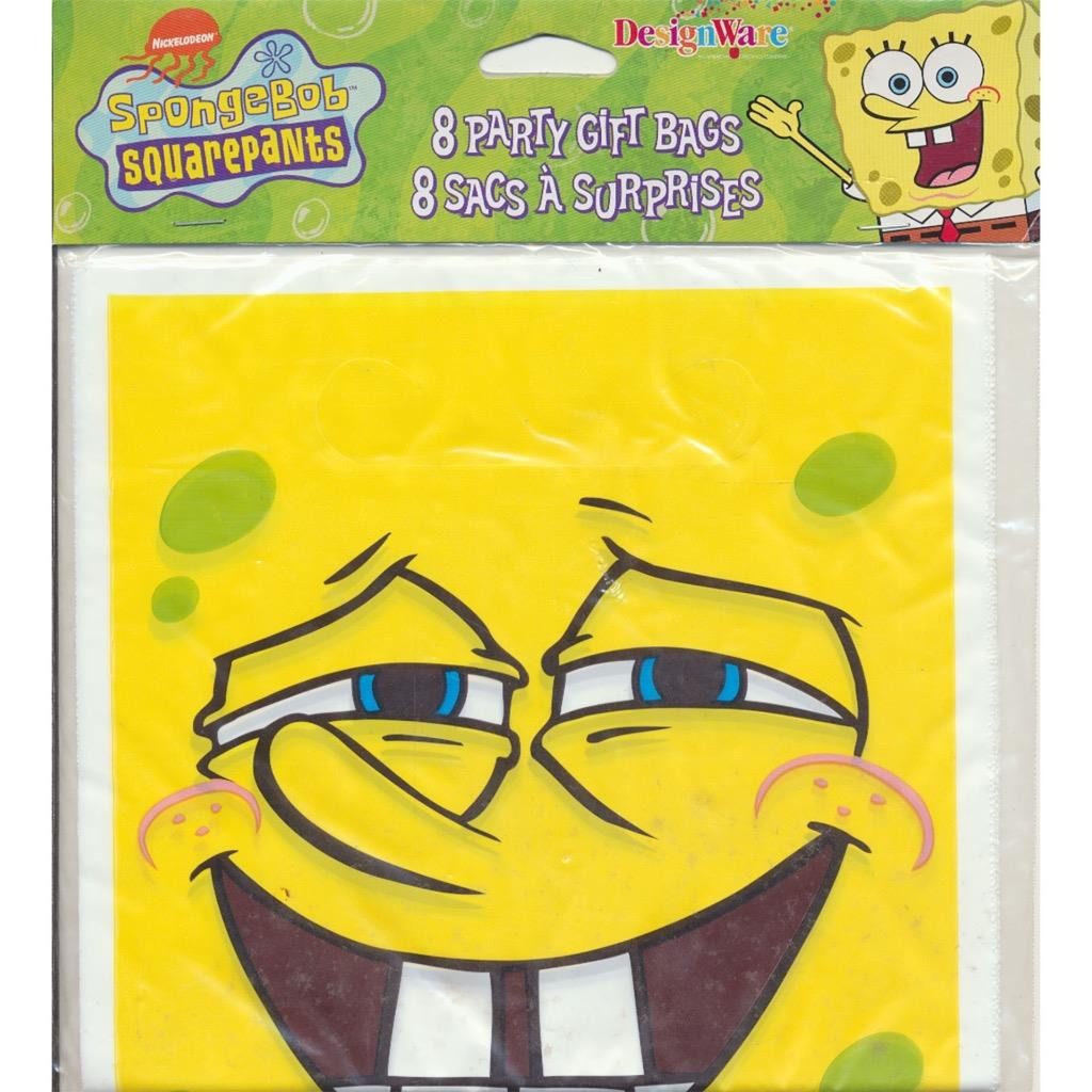 Sponge Bob Square Pants Goodie Treat Loot Bags 8 Count Birthday Party Supplies