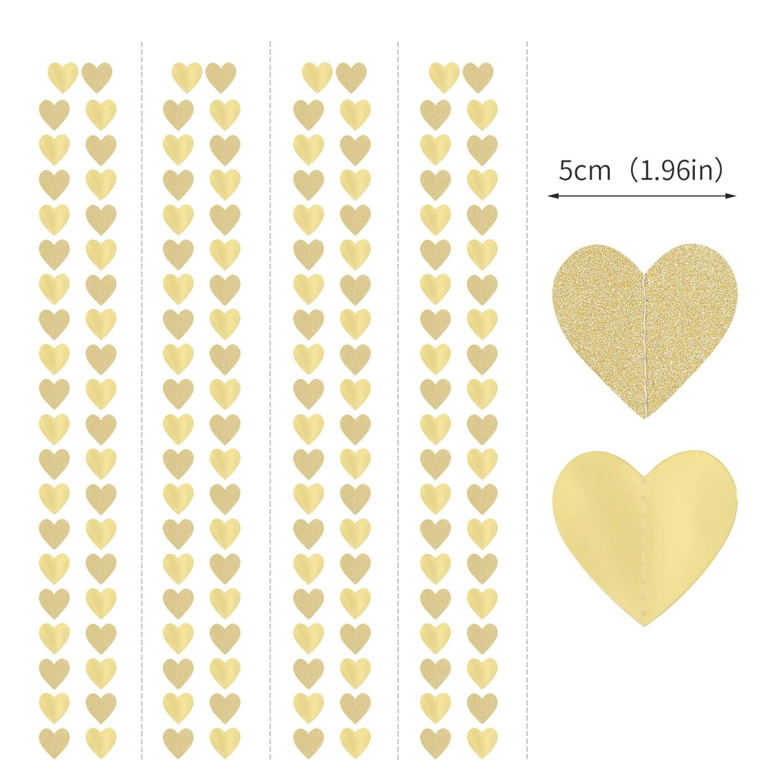 Glitter Champagne-Gold Engagement Party-Decorations Heart-Garland – 52ft Hang…
