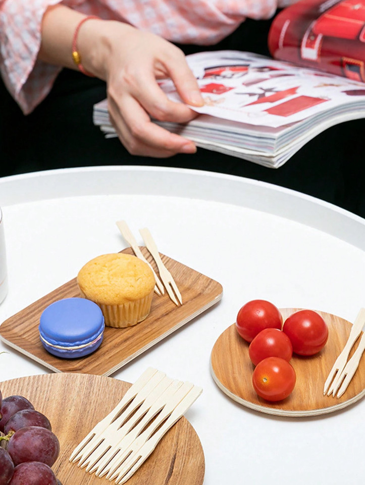 100pcs Bamboo Disposable Fruit Forks Cocktail Picks for Parties & Events