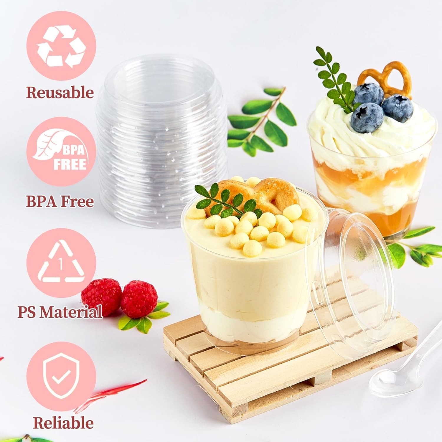 Mini Dessert Cups with Lids and Spoons 6oz Pack of 150 Serving Cups for Parties