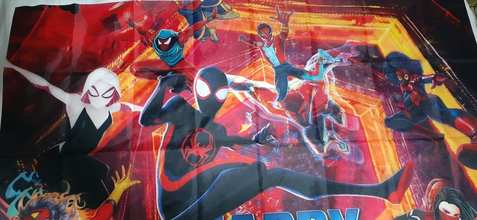 Happy Birthday Superhero Banner Tapestry Backdrop Approximately 57″ x 39″