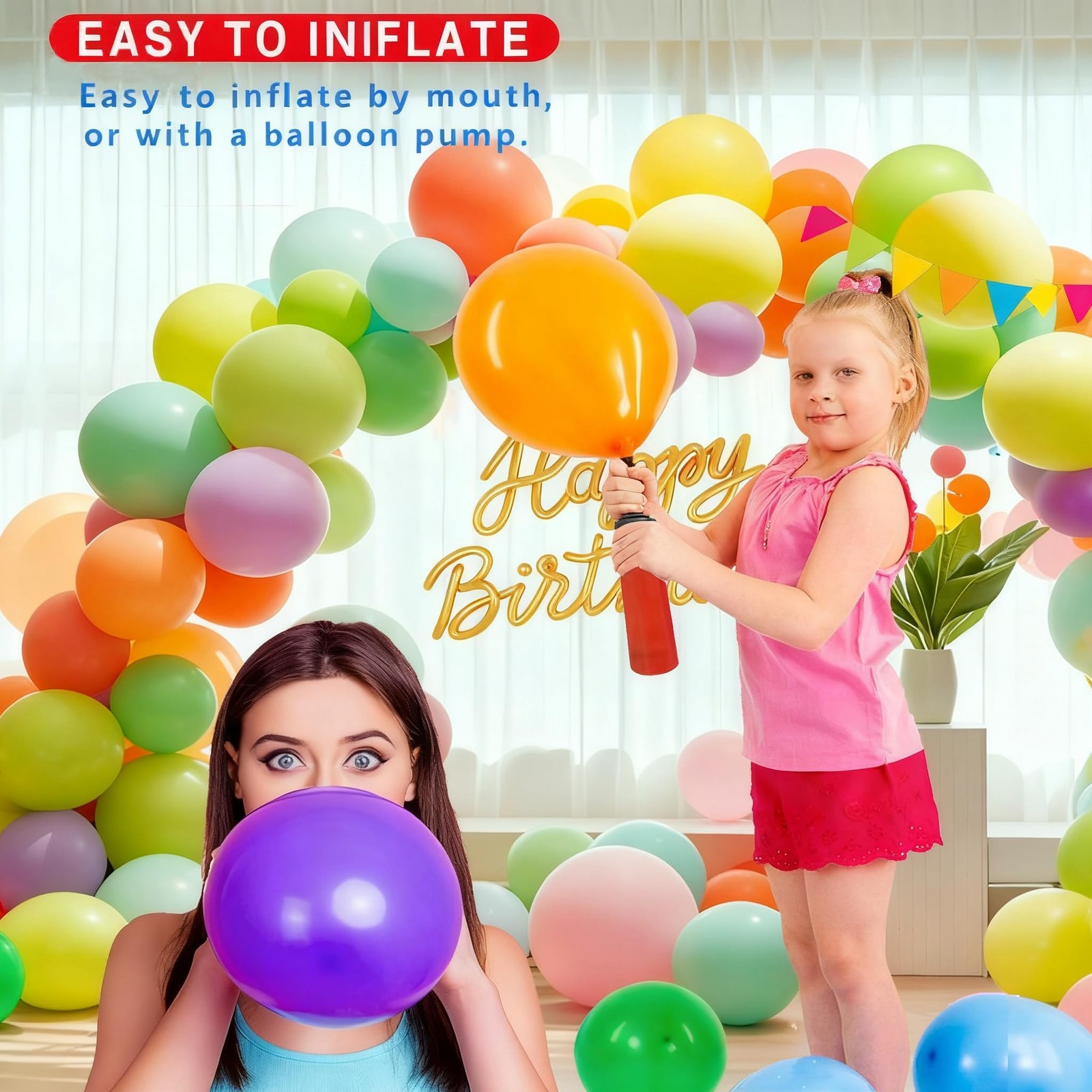 100PCS 12 Inch Rainbow Latex Balloons, Assorted Colors Party Balloons Bulk