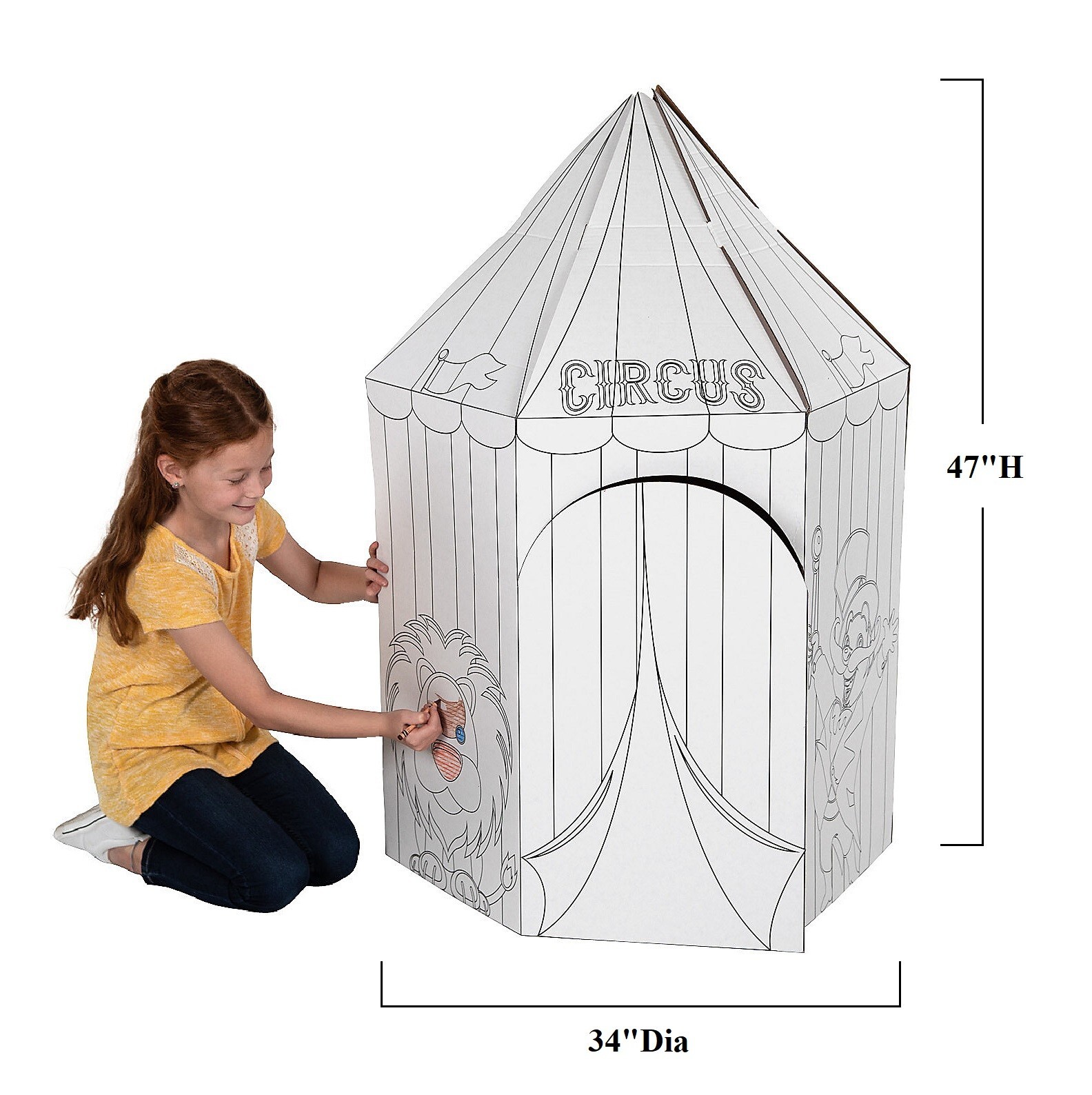 Carnival Circus Playhouse Cardboard Stand-Up Coloring Craft Fun Play Prop 47″H