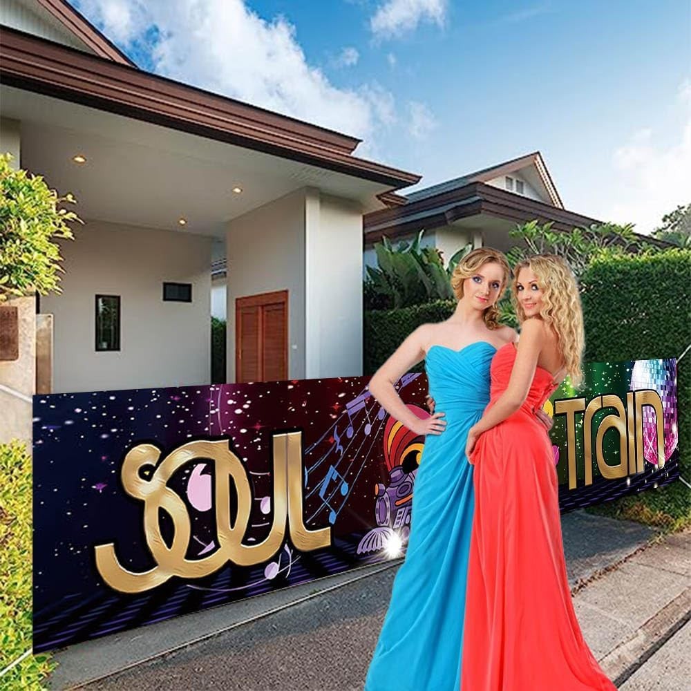 118 x 20 Inches 70s 80s Train Theme Yard Door Banner Sign Soul