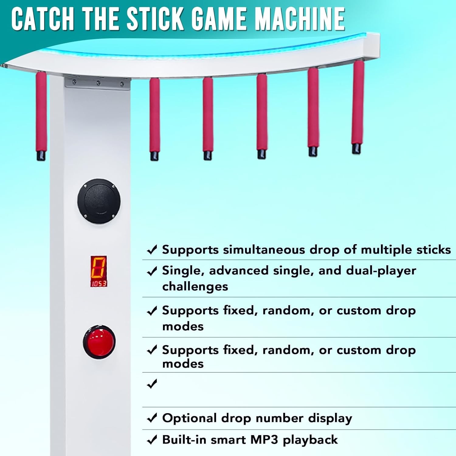 Catch Sticks Game Machine, Interactive Reaction Game for Party Rental Business