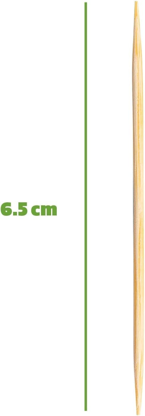 1500 PCS Comfy Package Bamboo Toothpicks Wood Round Double-Pointed Tooth Picks