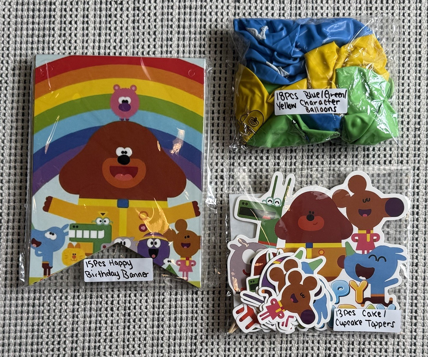 NEW 46Pcs Hey Duggee Happy Birthday Party Decor Banner Cake Toppers Balloons