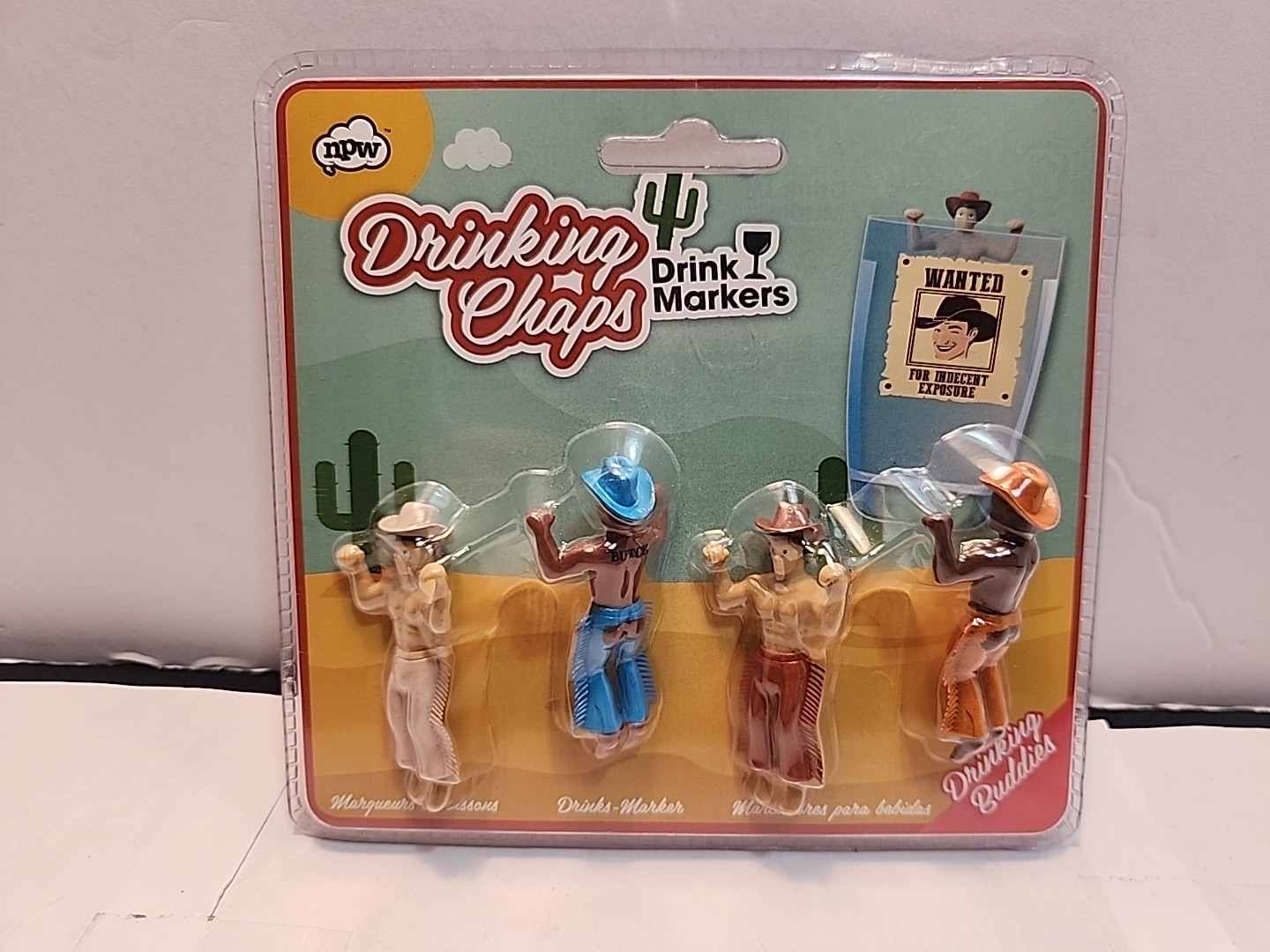 Drinking Buddies Chaps 4 Cowboy Drink Markers Sealed New
