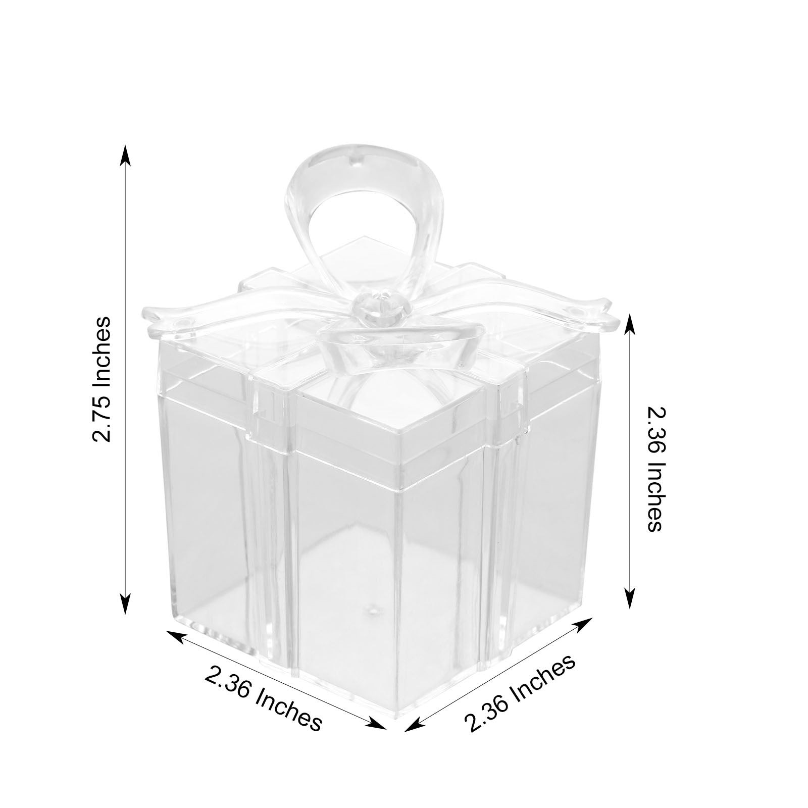 12 Clear 3 in Mini Square Bow Favor GIFT BOXES Party Events Decorations