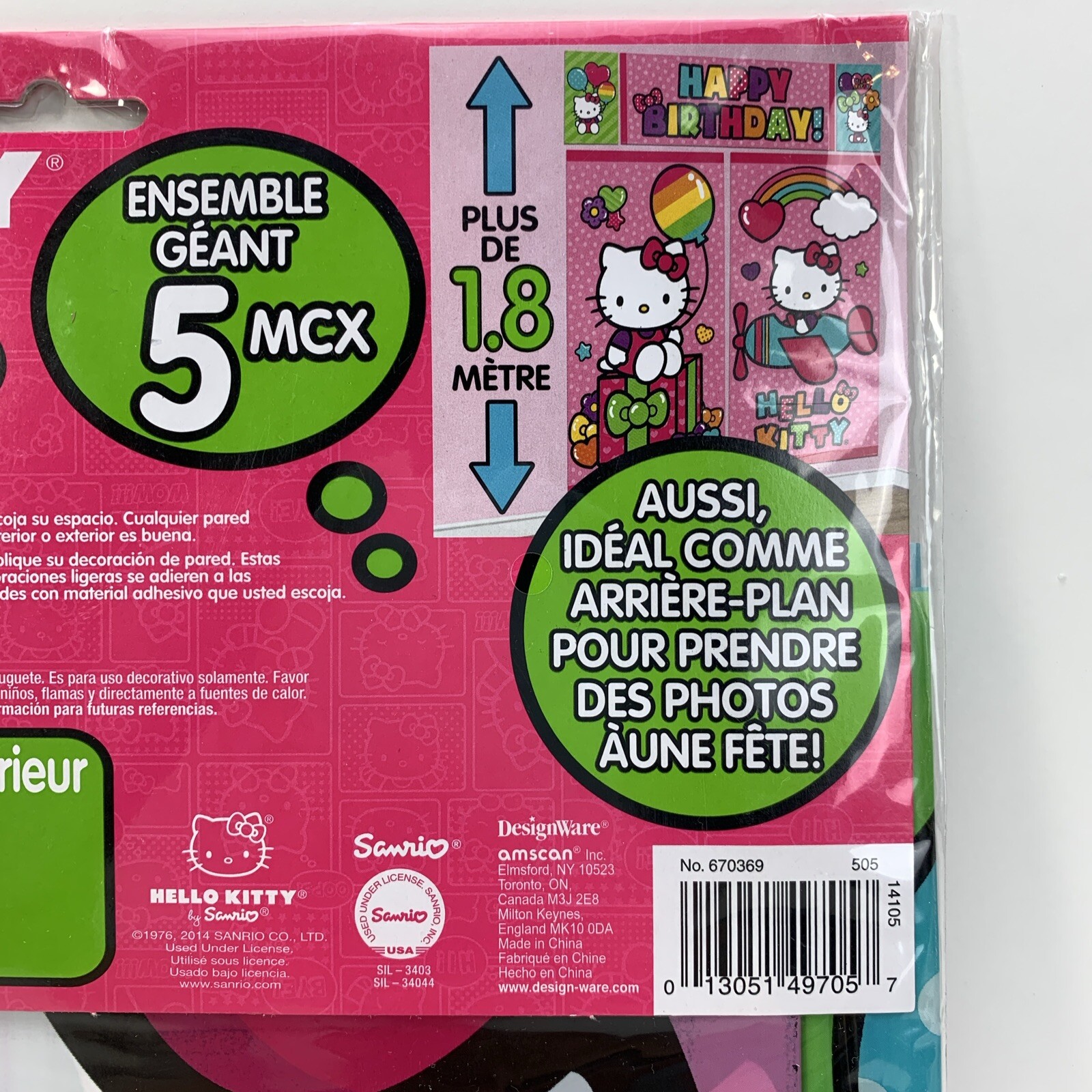 Hello Kitty Scene Setter Wall Decorating Kit 5 Pieces Birthday Party Decorations