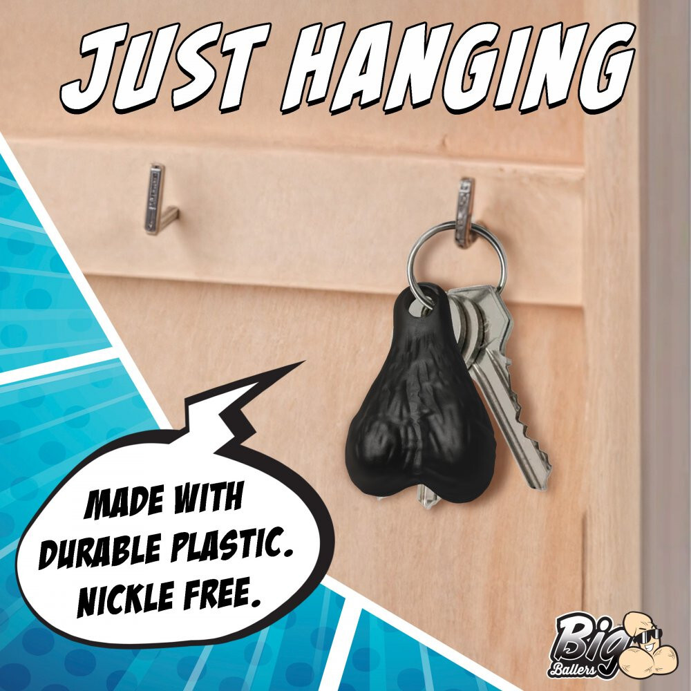 Big Ballers Nut Ball Sack Testicles Shaped Keychain – Gag Gift Party Favor