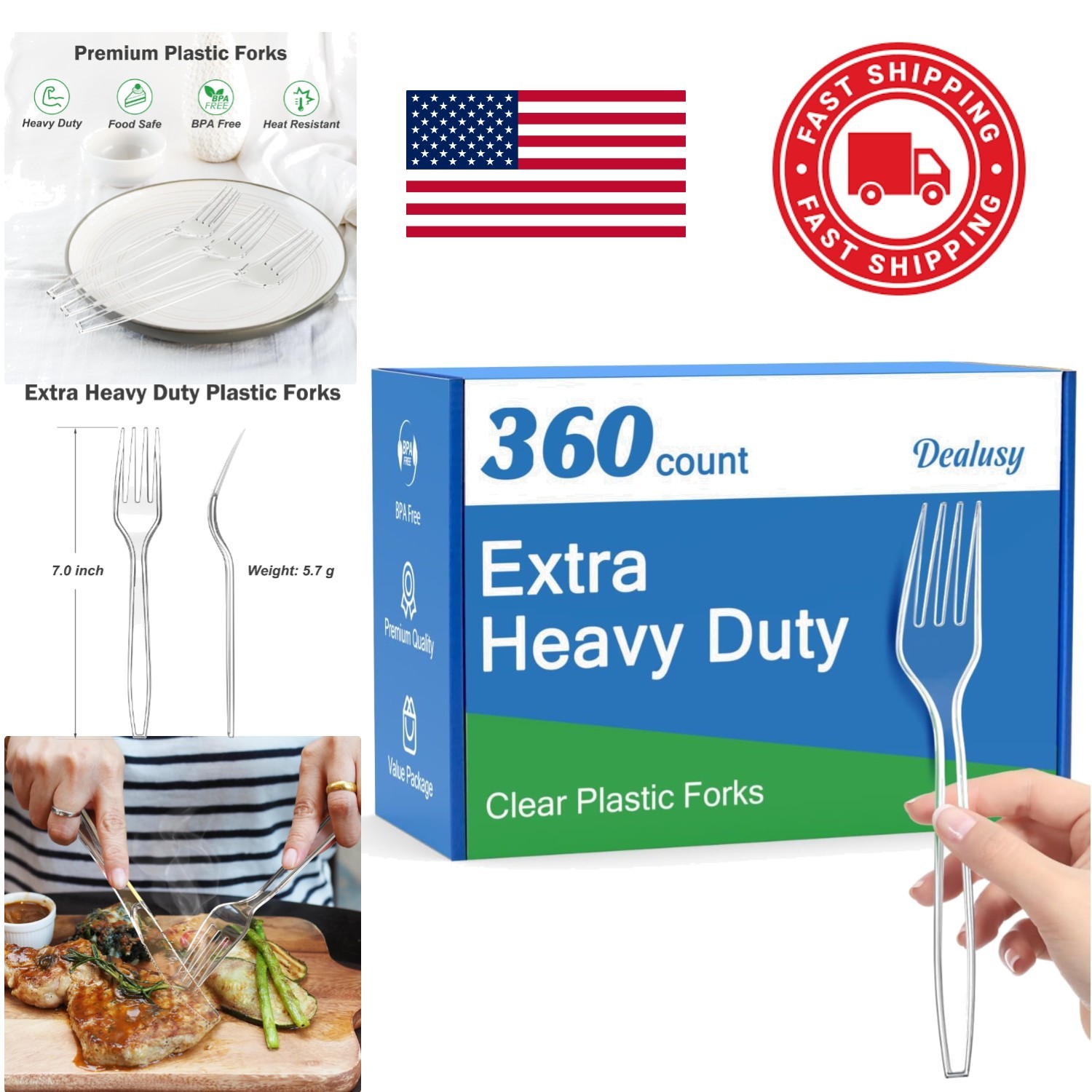 Durable Clear Plastic Forks 360 Count Extra Heavy Duty Heat Resistant for Events