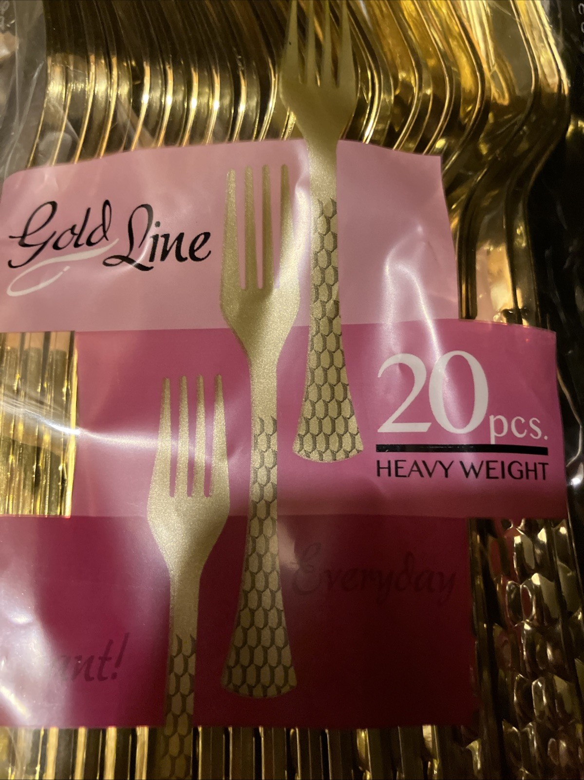 100PCS Gold Plastic Forks, Solid, Durable and Heavy Duty Hammer Design