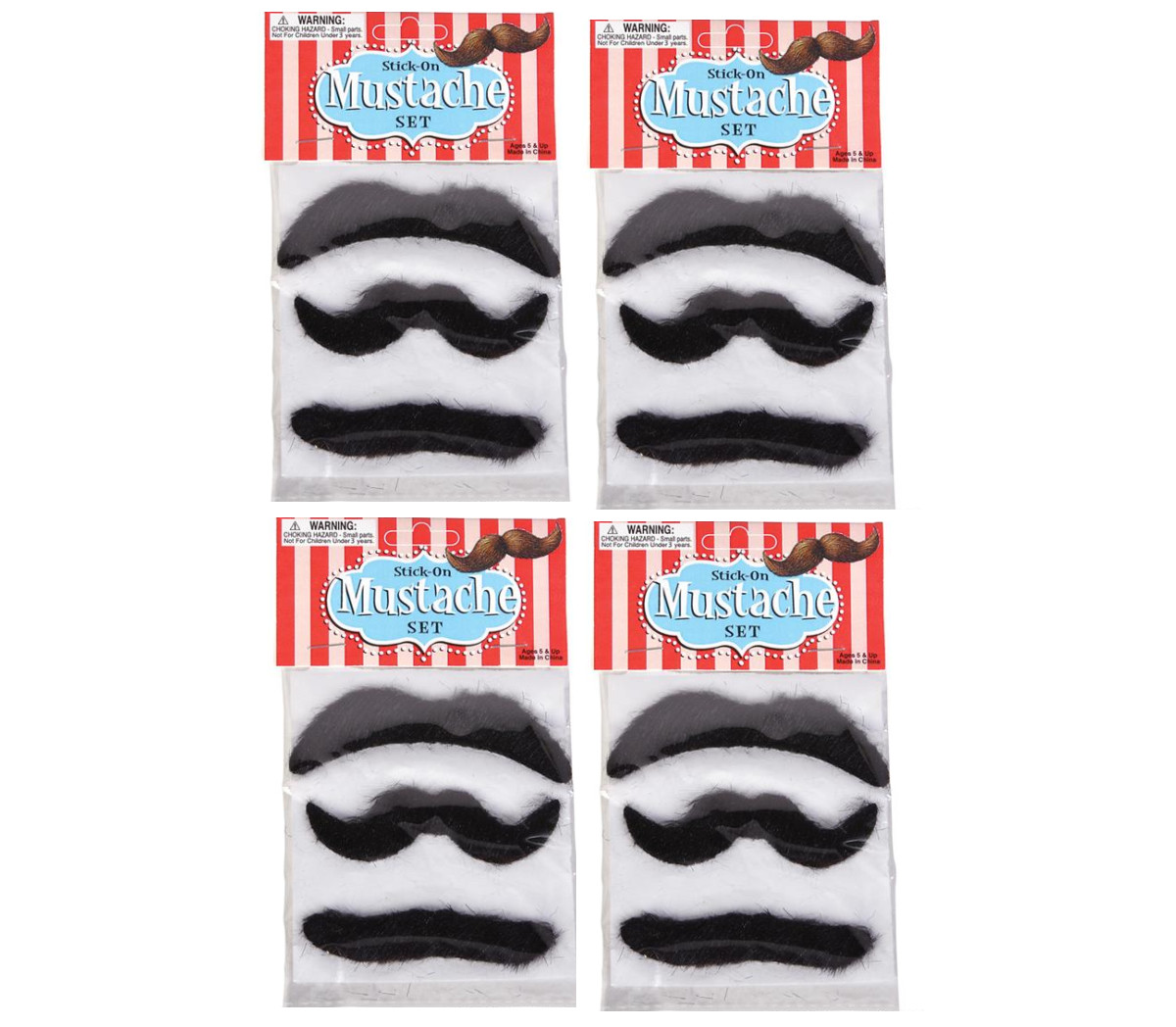 12pk Stick-On Mustaches 3.5″ each Halloween Party Favor Mustaches