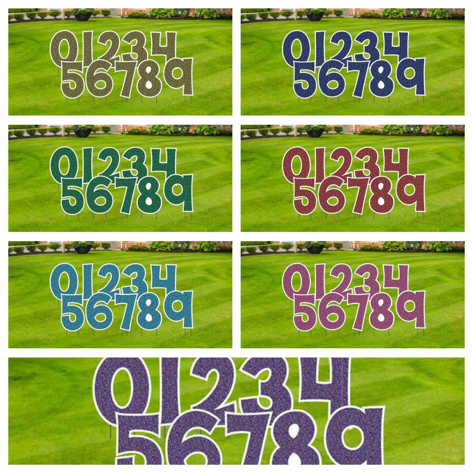 24” Solid Numbers Set, 10pc Yard Art in KG Font, Includes Stakes