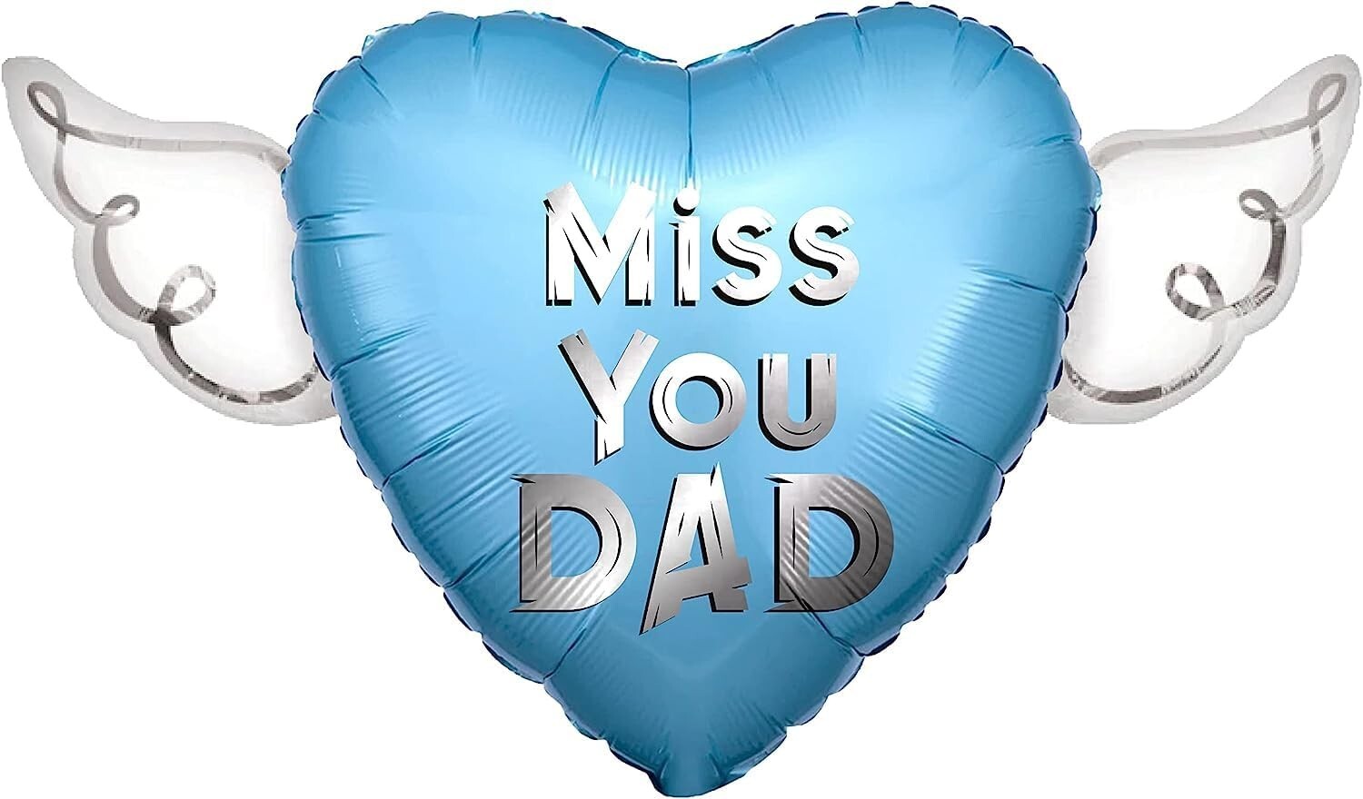 Miss You Dad Heavenly Balloons Heart Shaped with angel wings (2 Pack)