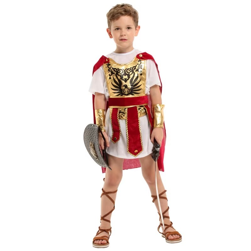 Kids Roman Soldier Costume Ancient Warrior Outfit Halloween Gladiator Set