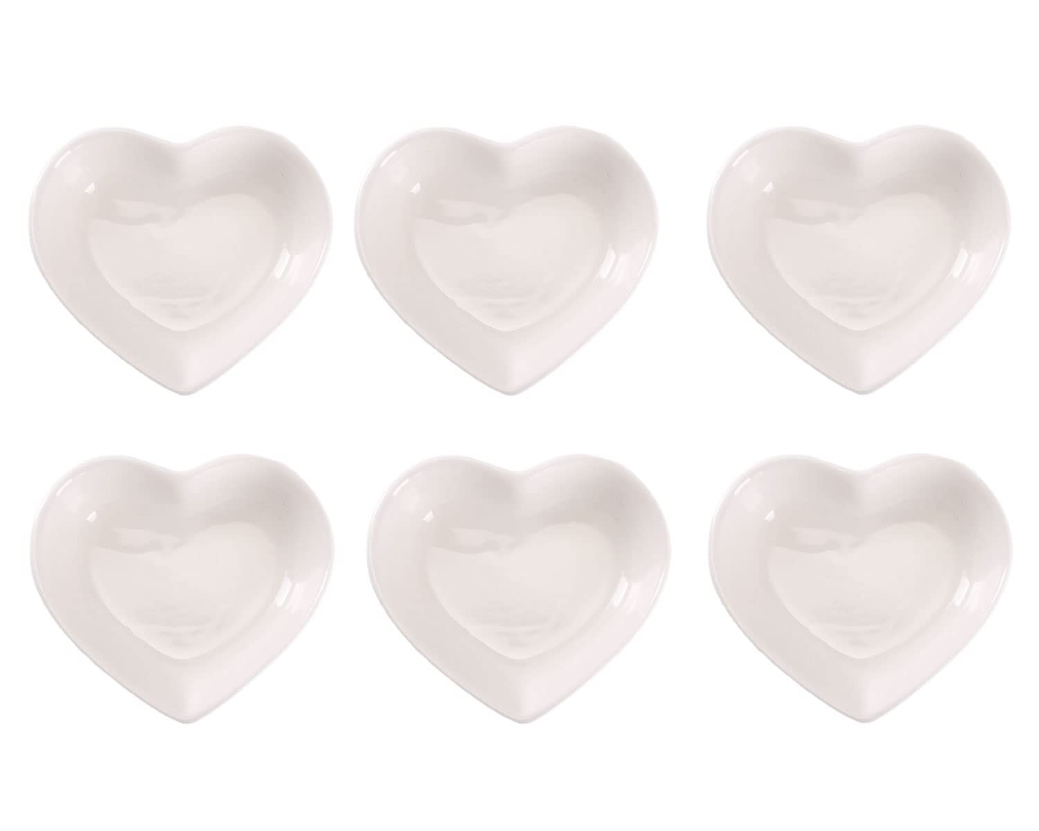 WHJY White Love Heart Shaped Ceramic Side Dish Bowl, Contemporary Porcelain Side