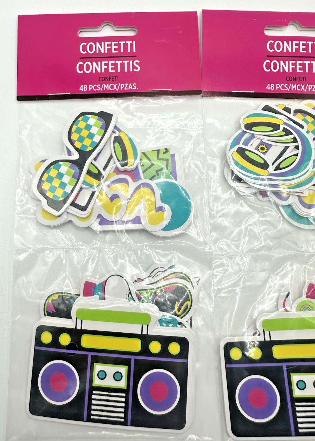 Retro 1980s-90s Confetti Cutouts 80s 90s Party Decoration 96pcs New