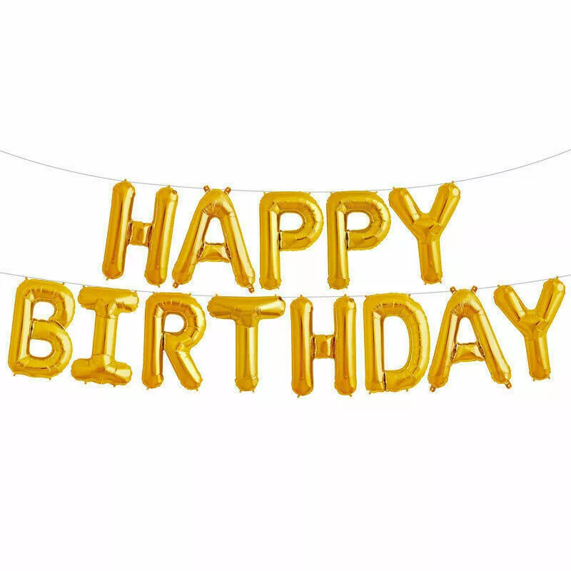Happy Birthday Balloons Banner bunting Self Inflating Decoration Letters Balloon