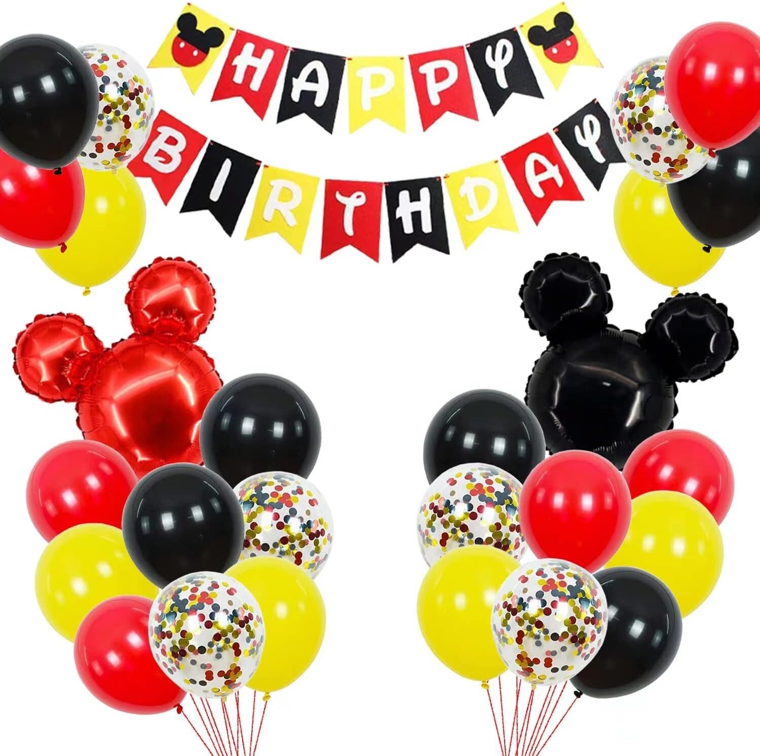 1st Birthday Cartoon Mouse Decorations – Banners, Balloons, Door Hanger, Crown..