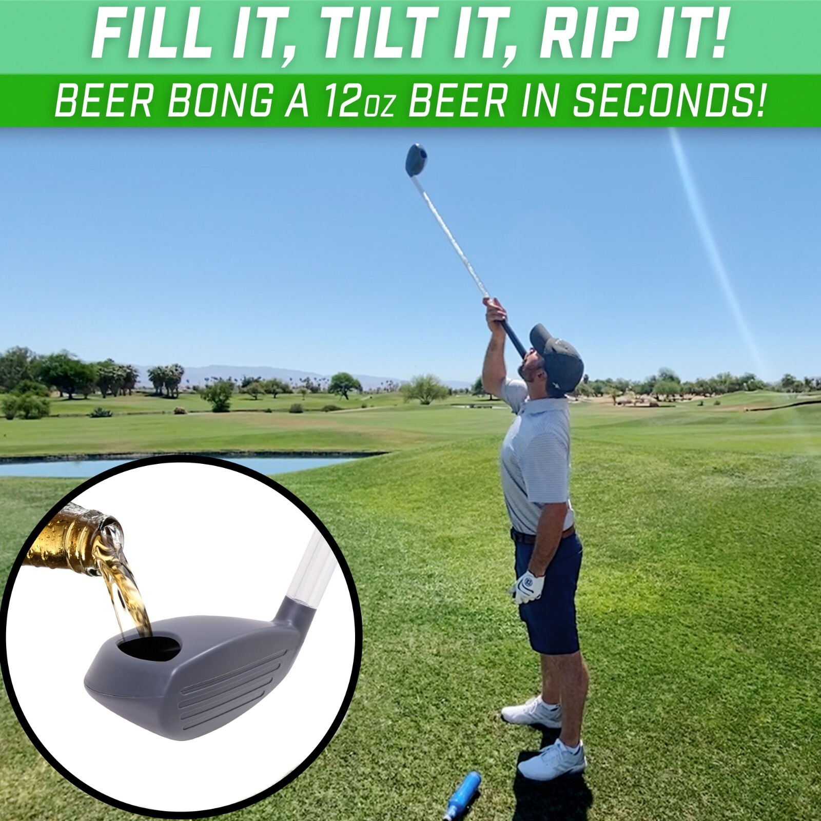 GoPong Beer Bomber Golf Club Beer Bong – Ultimate Novelty Party Gift for Golfers