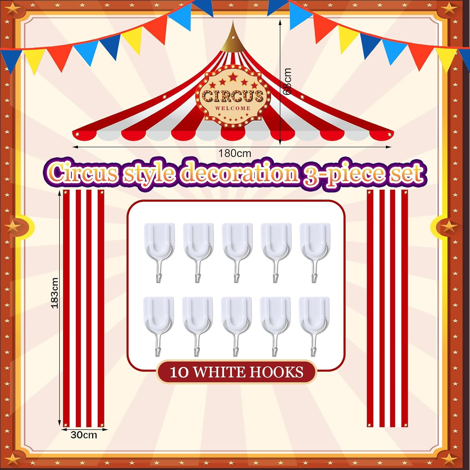 3 Pcs Circus Tent Decorations Carnival Circus Theme Party Decorations Carnival T
