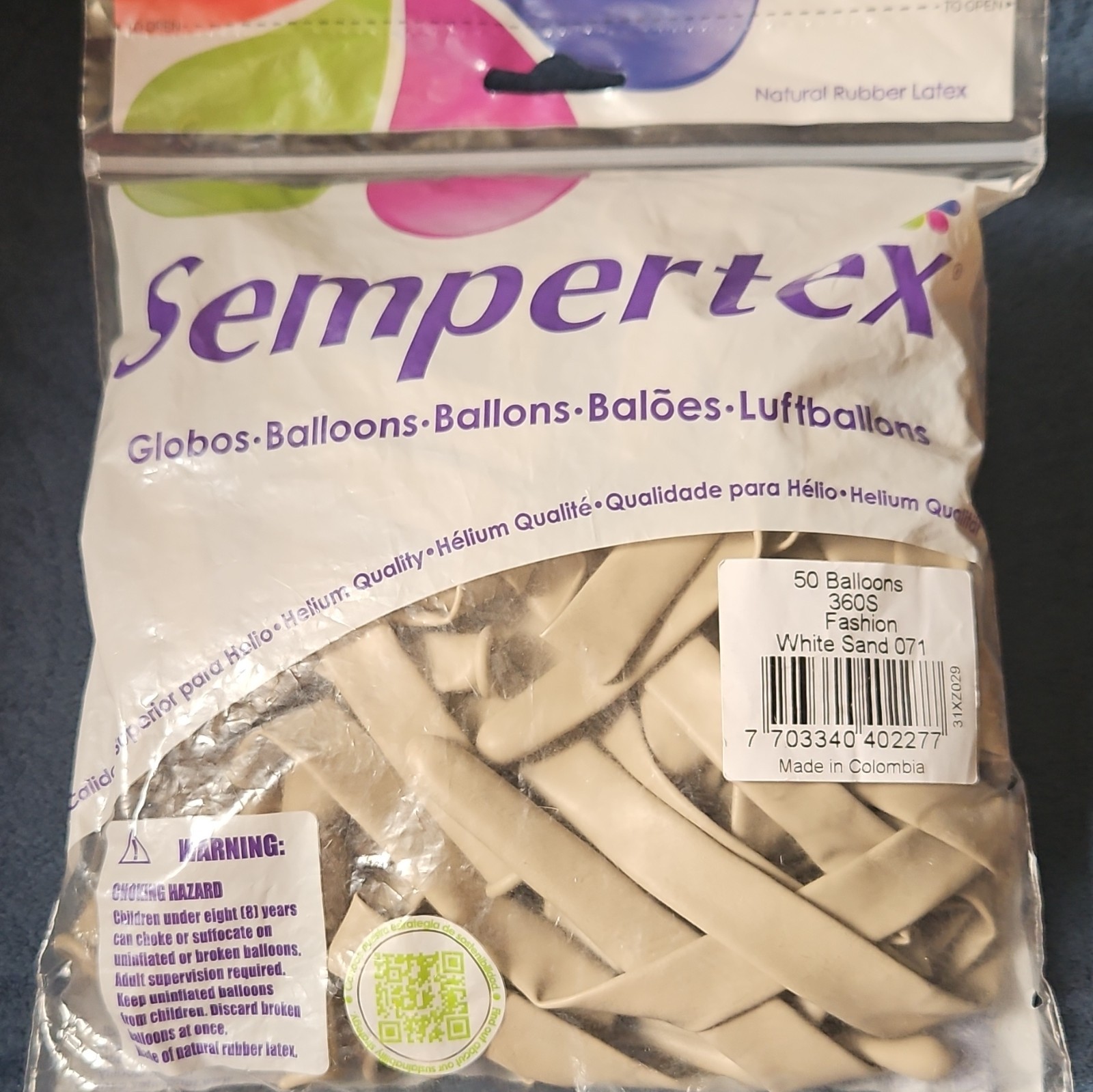 Sempertex Fashion 360S Latex Balloons White Sand Solid Decorative 50ct