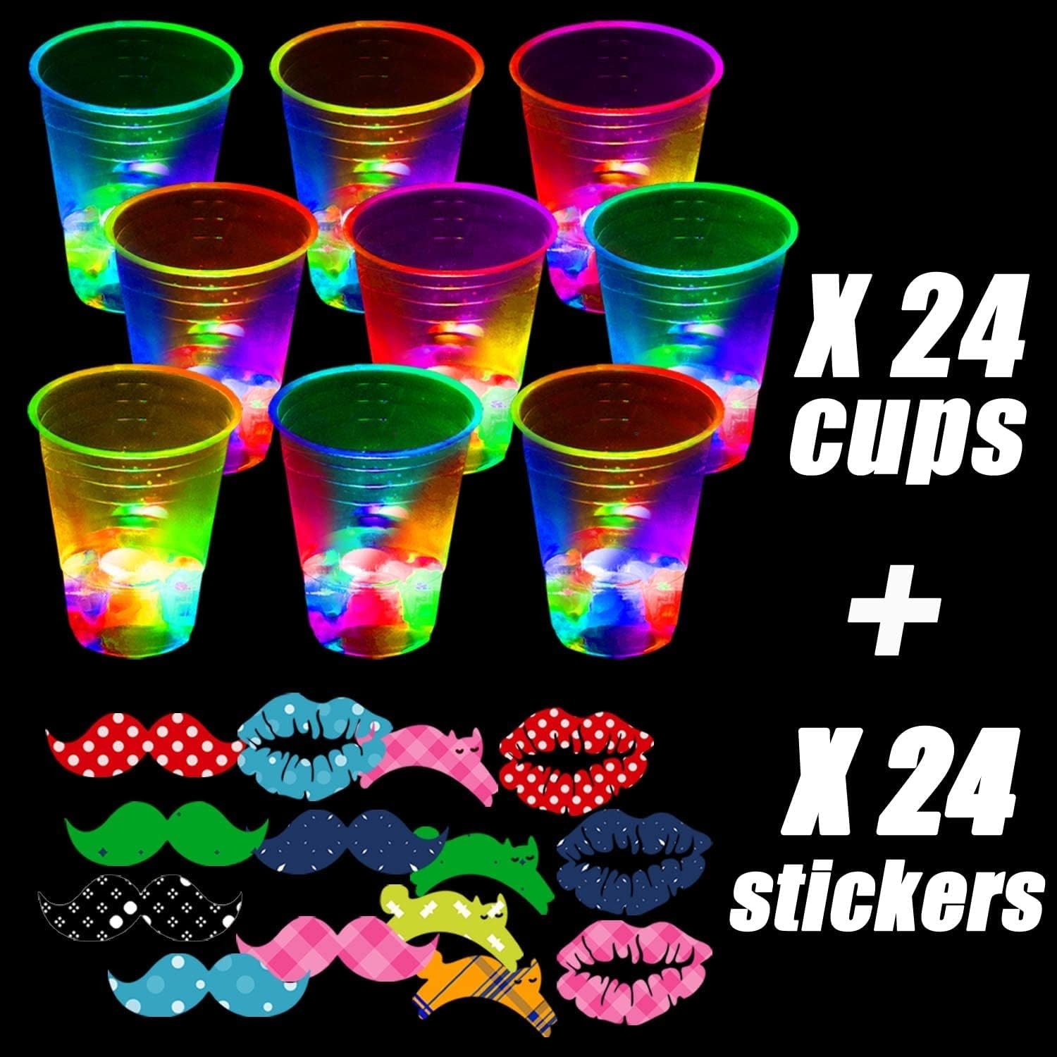 16oz Glowing Party Cups for Indoor Outdoor Party Event Fun,Light Up Flashing …