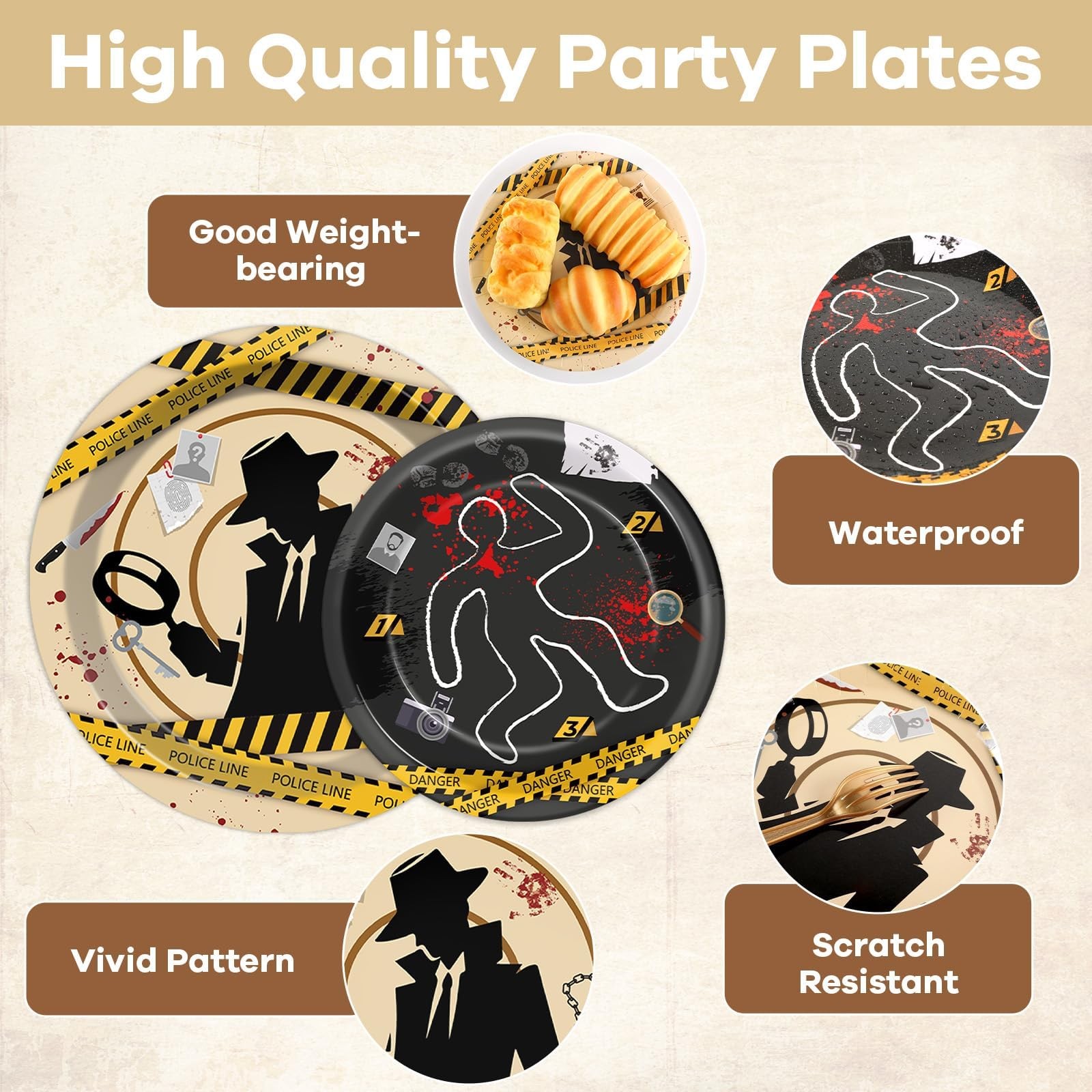 96 Pcs Detective Theme Plates and Napkins Top Secret Agent Spy Party Supplies…
