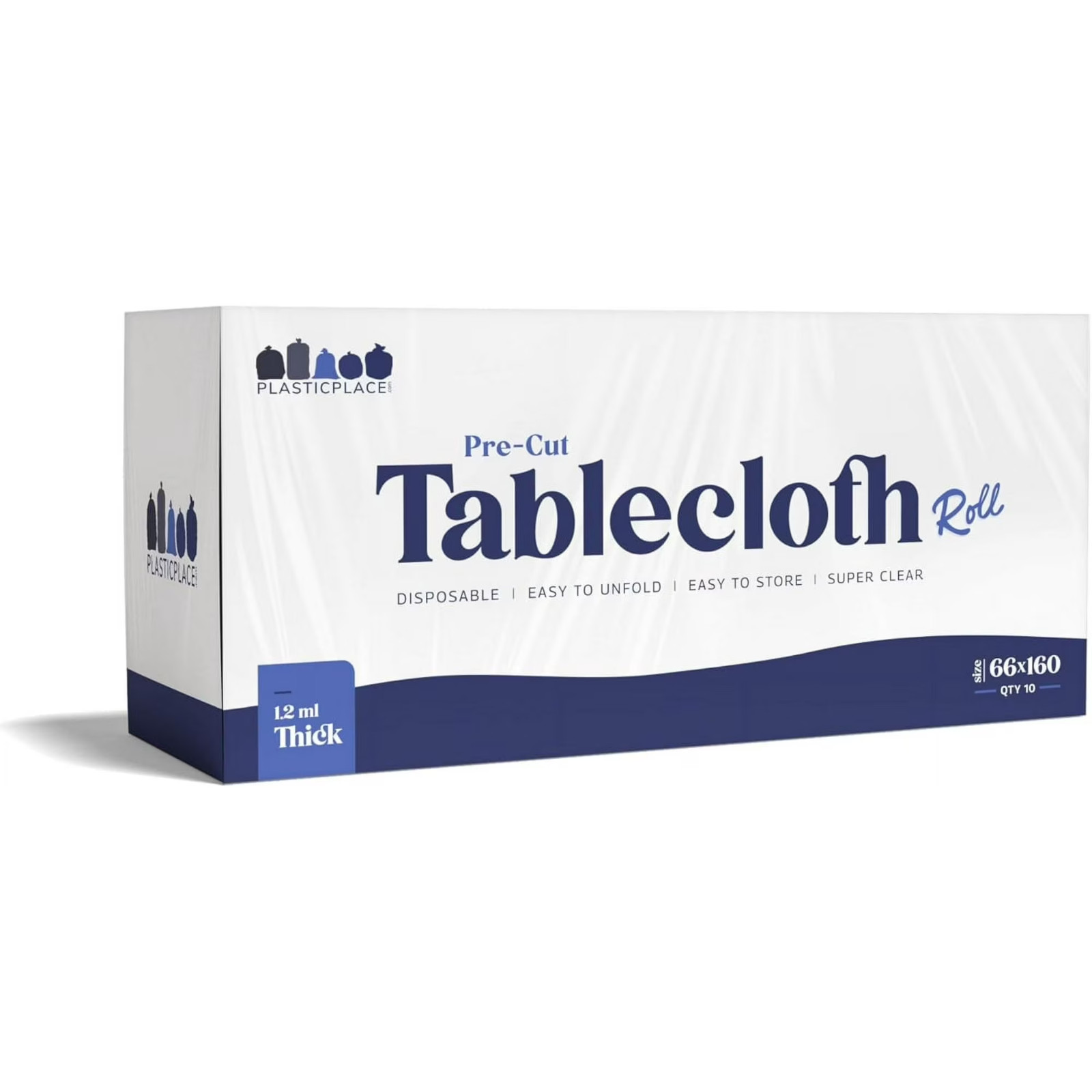 Plasticplace Pre-Cut Clear Plastic Disposable Tablecloth 66″ x 160″ (10 Count)
