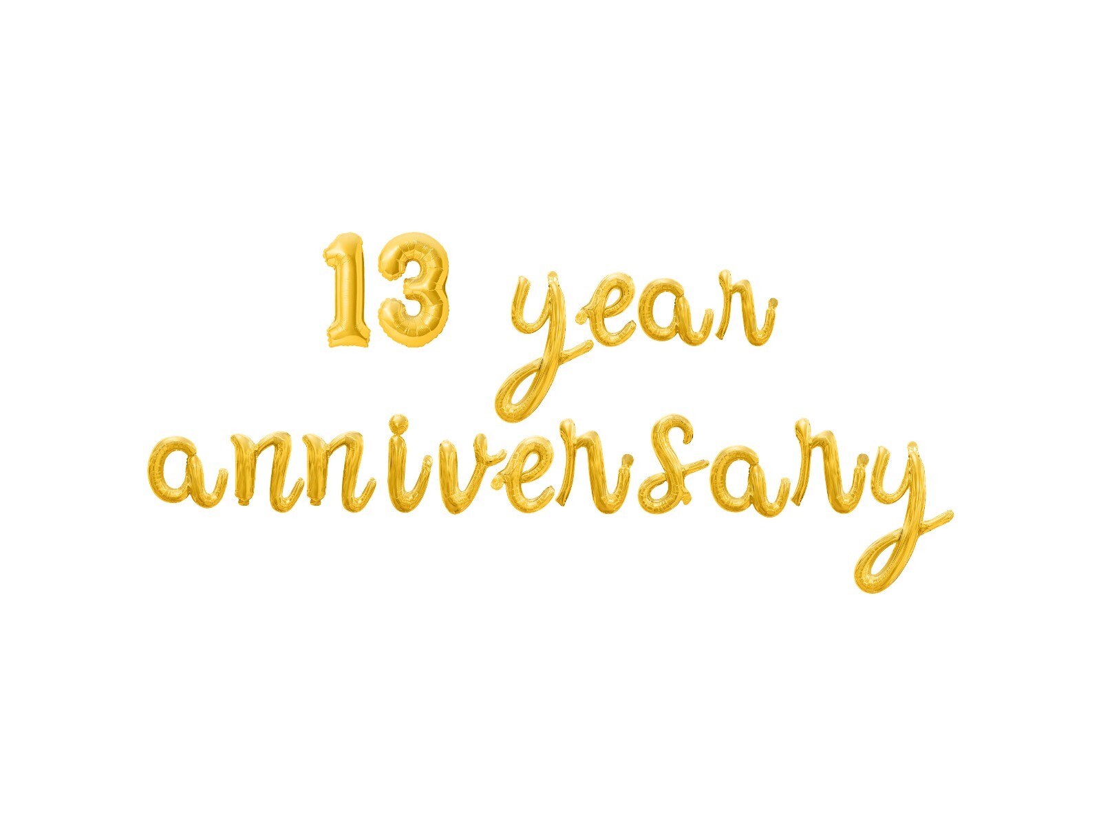13 YEAR ANNIVERSARY Cursive Letter Balloon Banner – 13th Anniv Party Decorations