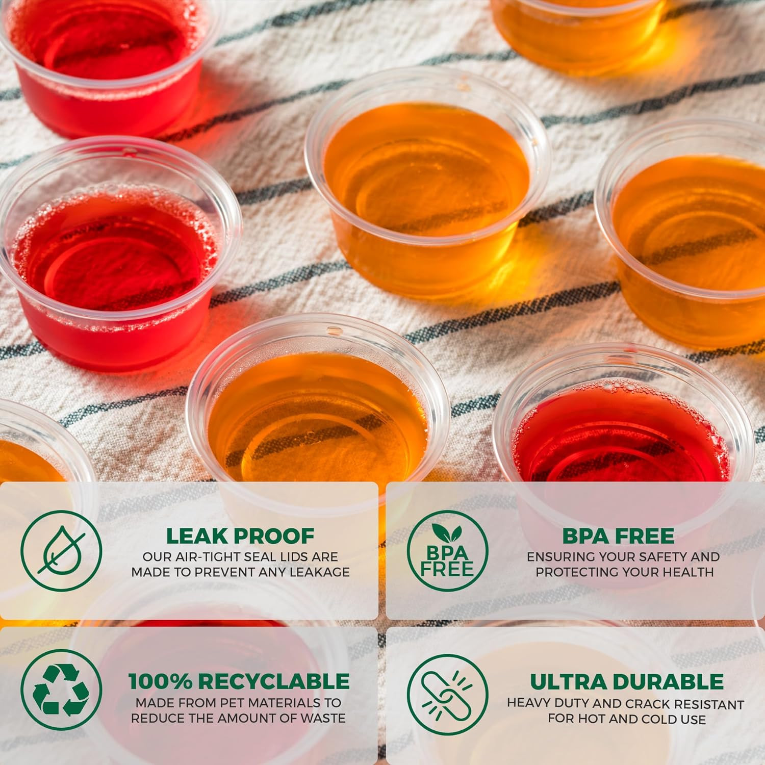 Freshware Plastic Portion Cups with Lids [2 Ounce, 400 Set] Disposable Plastic