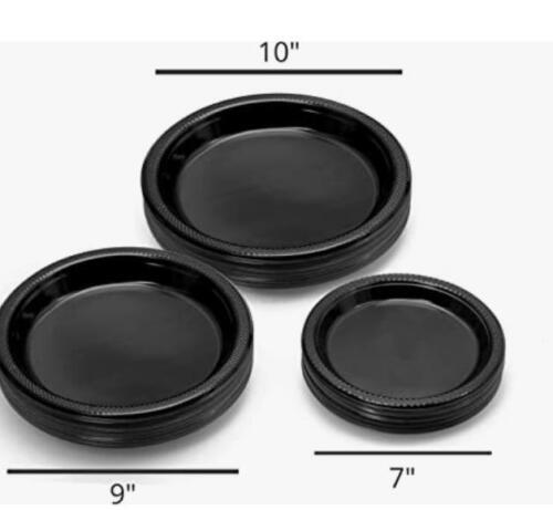 IDEAL Dining 9 Inches Disposable Black Plastic plates Good to use in Microwave