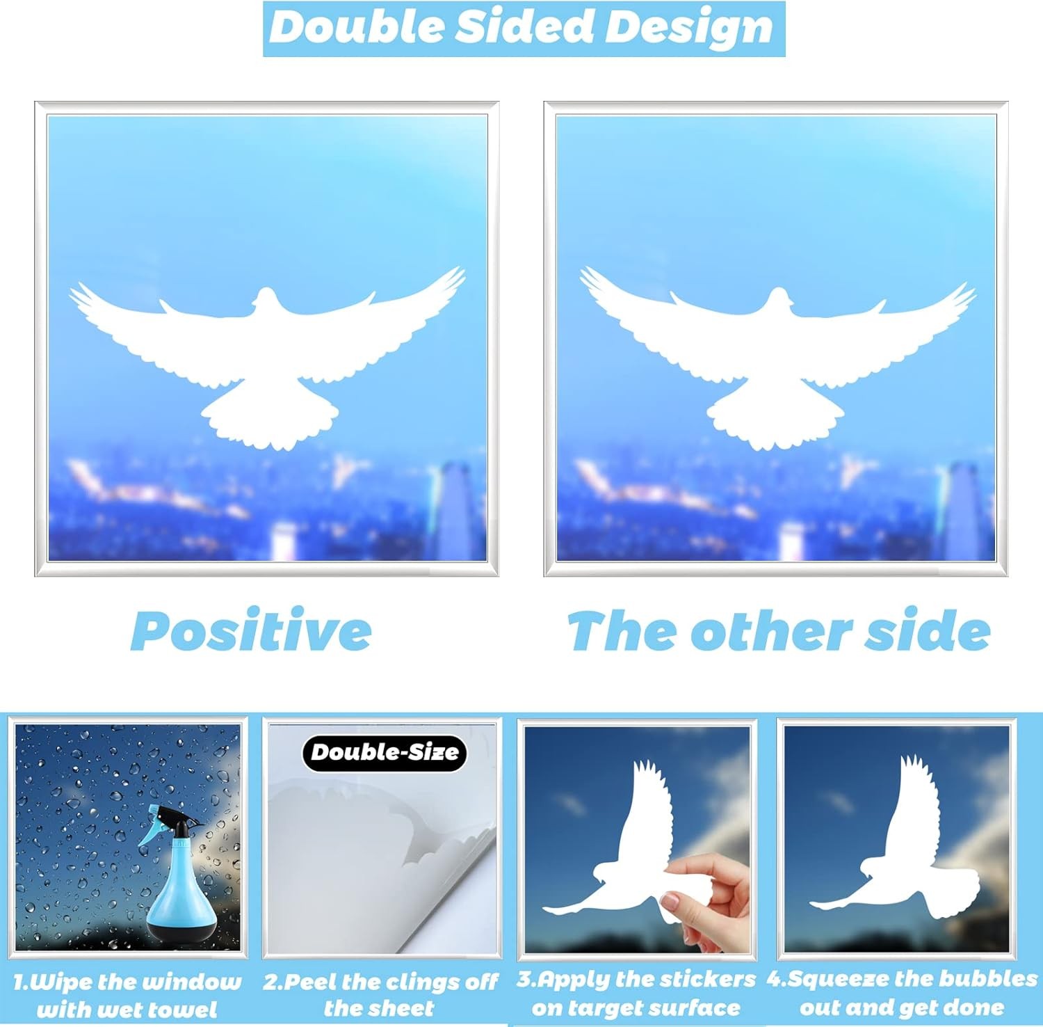 37Pcs Anti Collision Window Clings, Save The Birds from Strikes, White