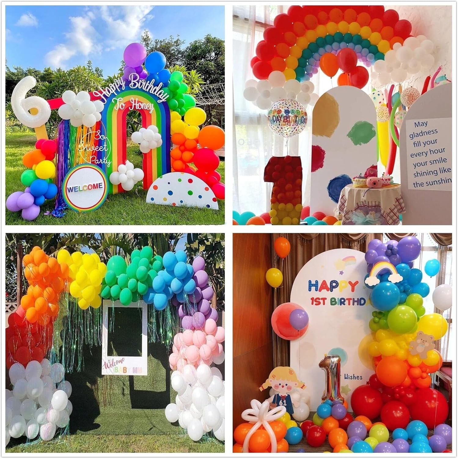 412pcs Rainbow Balloon Arch Kit Assorted Colors 18 12 10 5 Inch, Different Si…