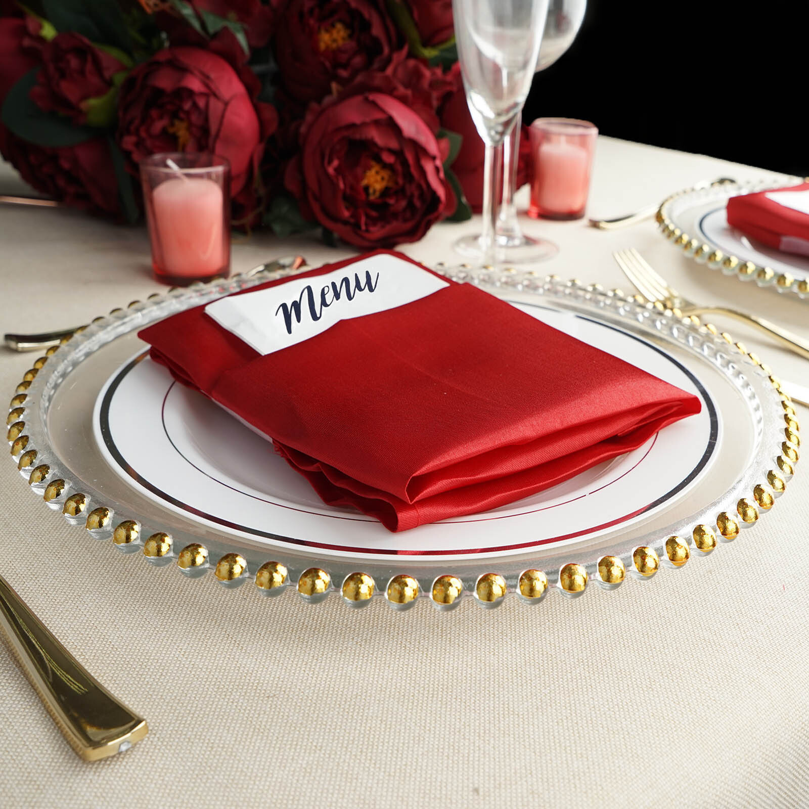 8 pcs 12″ Gold Rim CLEAR GLASS CHARGER PLATES Wedding Party Dinner Supplies SALE