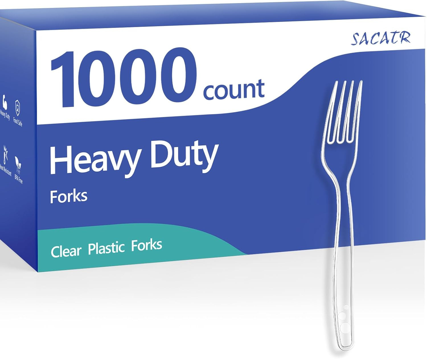 1000 Count Plastic Forks Heavy Duty, Plastic Silverware Clear Forks, Premium Dis
